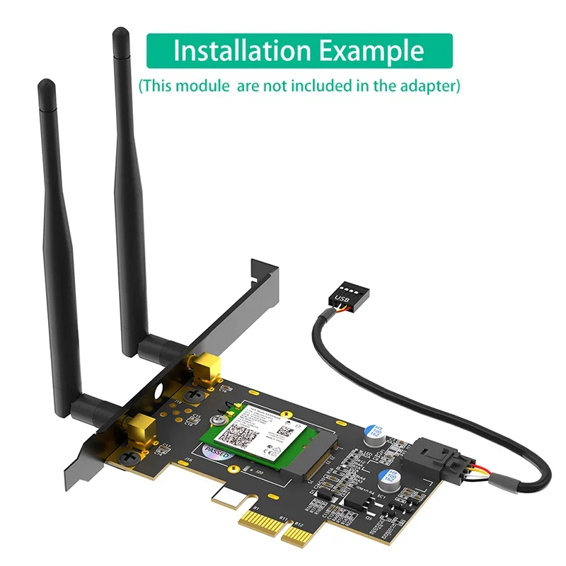 Переходник-конвертер карты расширения PCI Express X1 к M2 Key A с USB-интерфейсом сигнала для Bluetooth с поддержкой модуля Wi-Fi M2