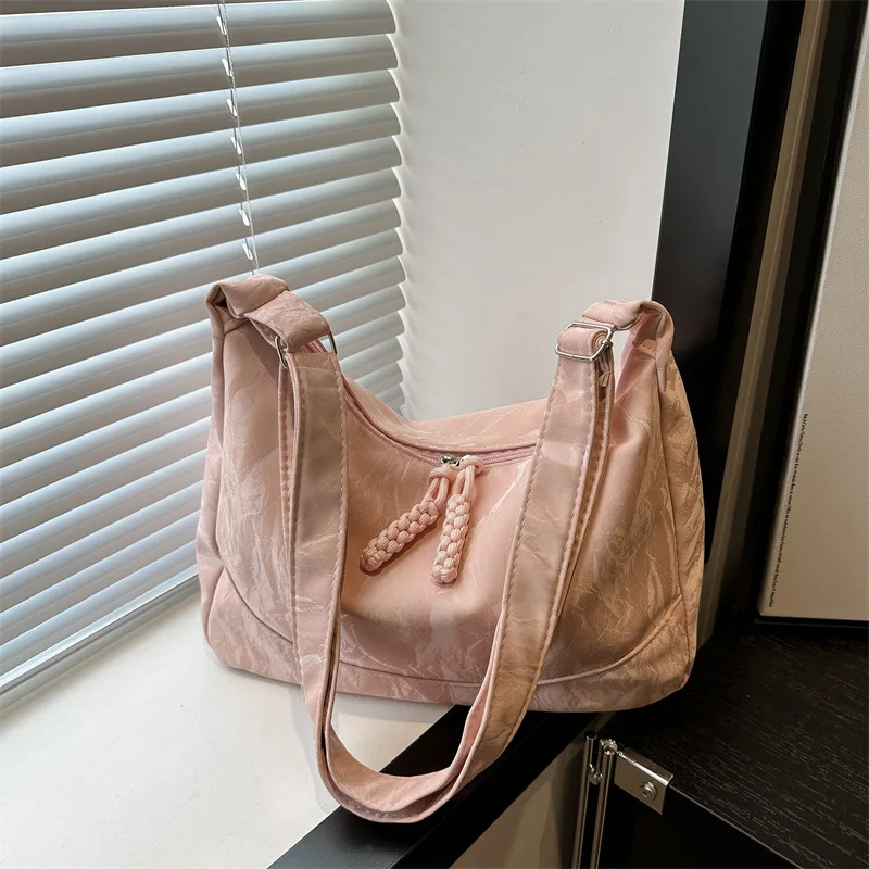 simple retro small fresh tote bag, trendy one-shoulder messenger bag, student class bag