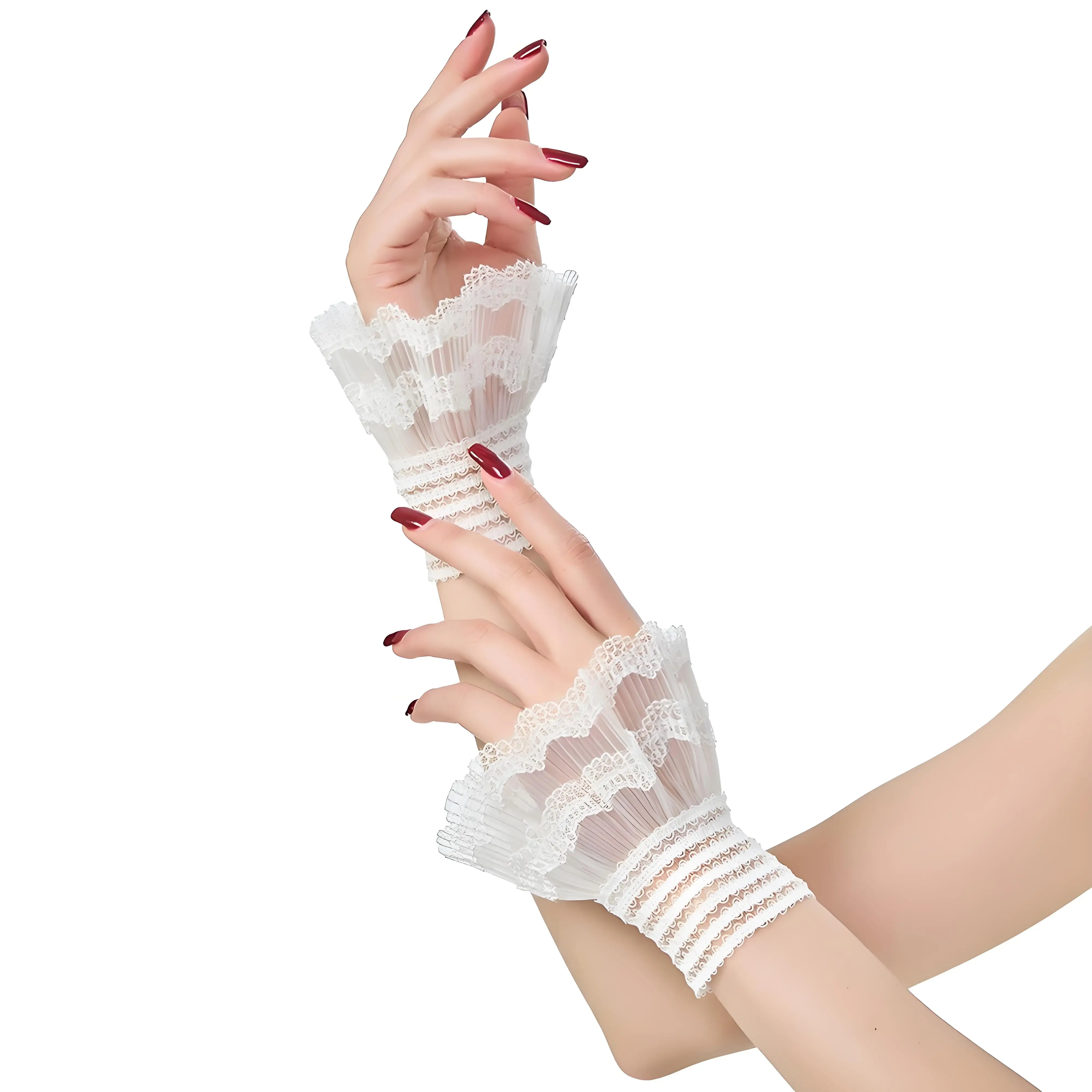 Ruffled Flared Bracelet Sweet False Lace Cuffs Fake Cuffs Gothic Lolita Hand Sleeve Wrist Cuff Decor Steampunk Costume Accessori