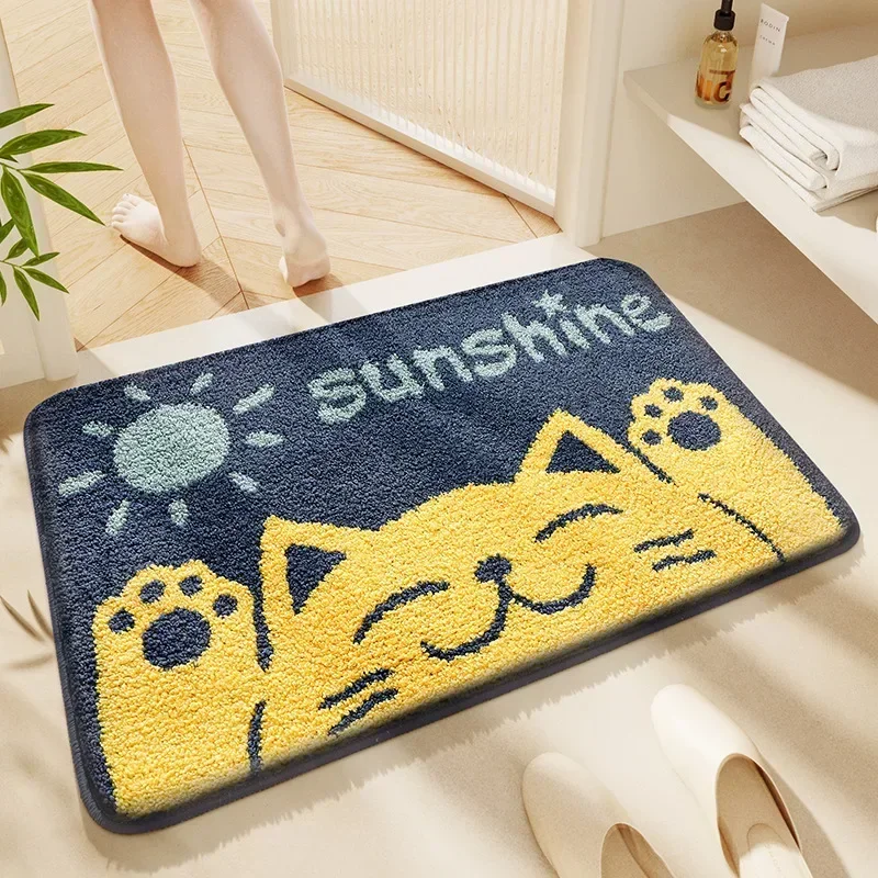 High Quality Flocked Cartoon Bath Mat Soft Comfortable Non-slip and Absorbent Bathroom Rug Carpet Shower Room Door Mat