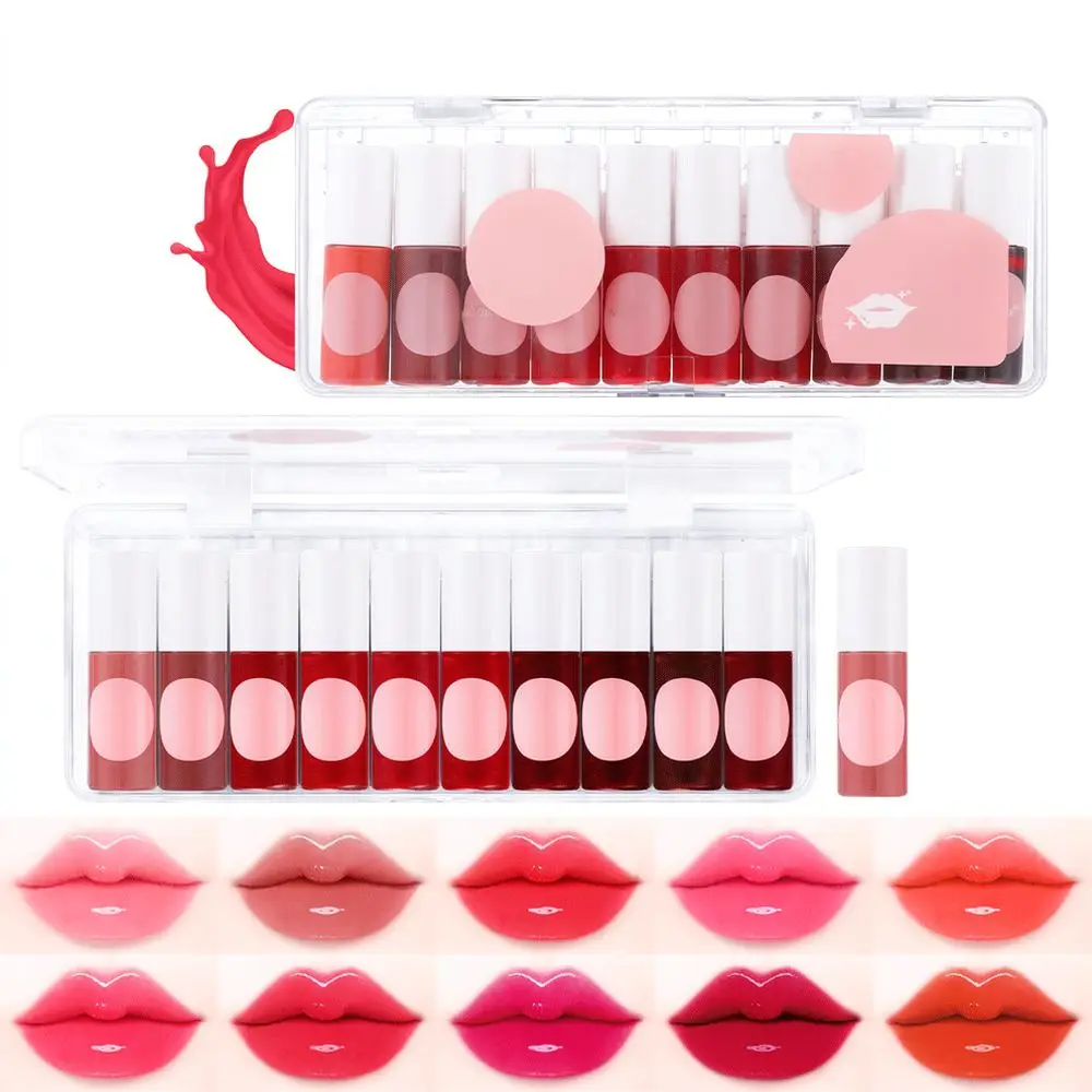 For Dragon Ranee Glossy Lip Glaze Kit Hydrating Tinted Lip Balm Water Light Texture Natural Plumping Lip Makeup