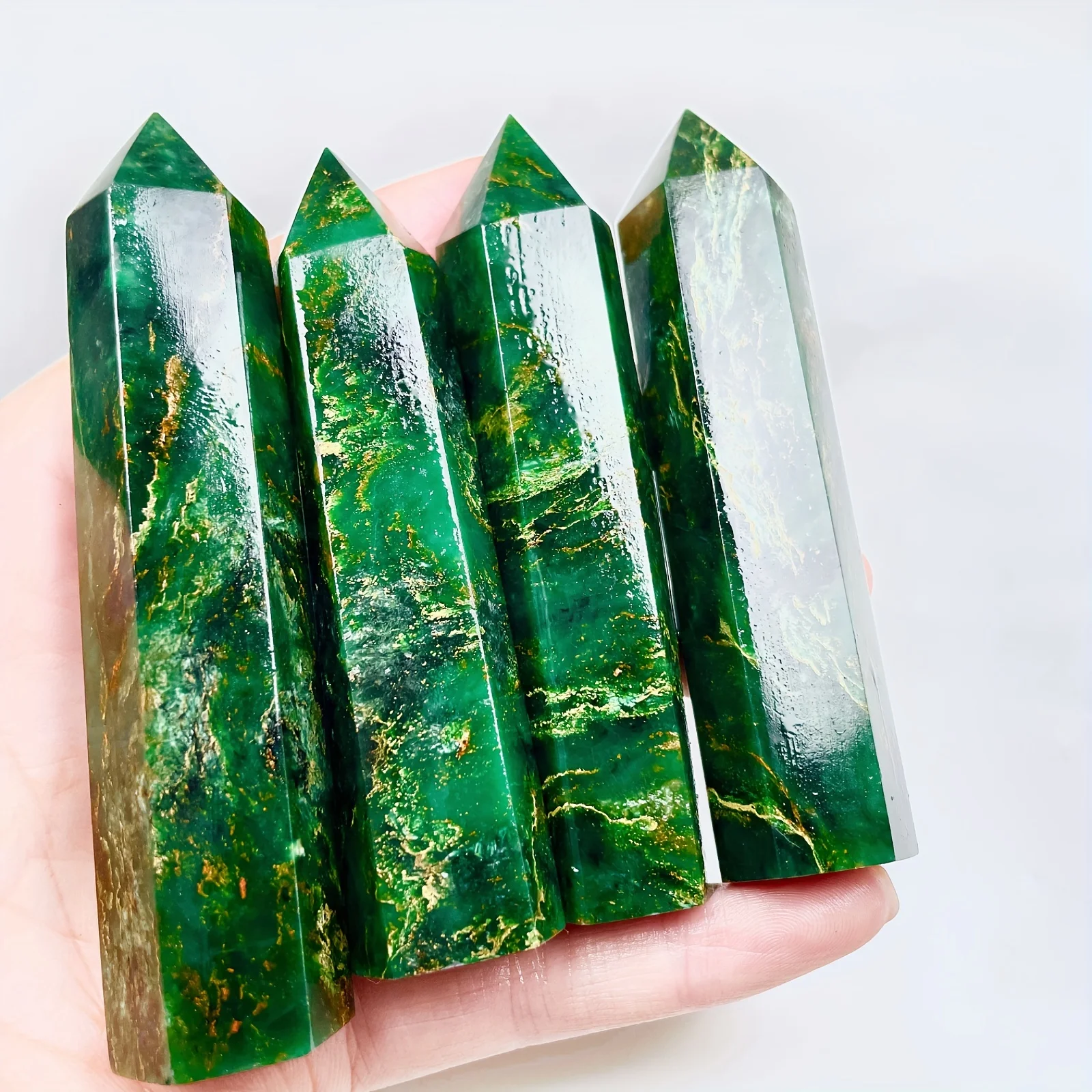 Natural Emerald Single Pointed Quad Interior Decoration Meditation Handcrafted Emerald Energy Point - Serene Decoration