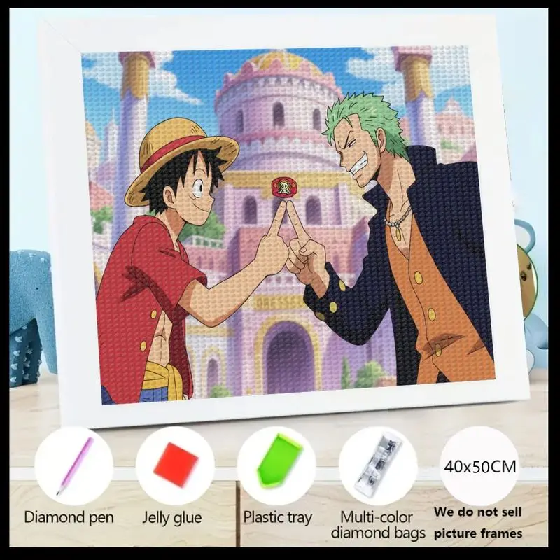 

1PC One Piece Monkey D. Luffy & Roronoa Zoro 5D Diamond Painting Kit, DIY Full Drill Crystal Rhinestone Embroidery Art Craft Set
