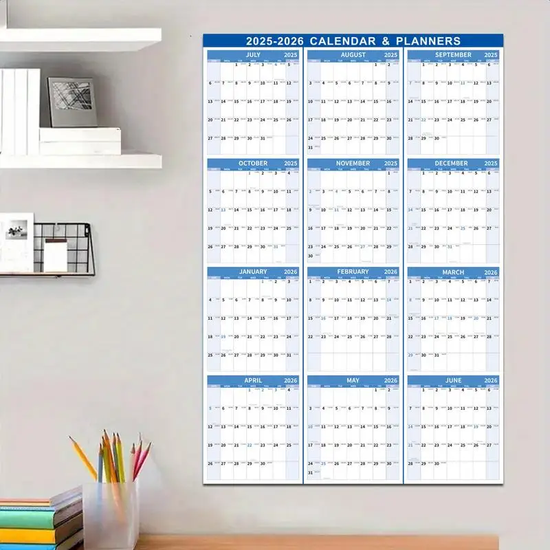 Calendrier mural effaçable à sec calendrier mensuel effaçable à sec pour mur laminé planificateur annuel annuel de 12 mois pour chambre à coucher salon