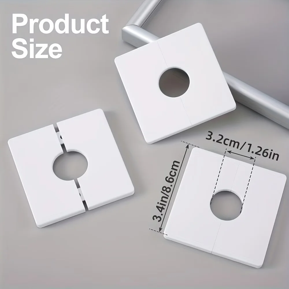 2 PCS Self-Adhesive Square Pipe Covers, Classic ABS Decorative Wall Partitions with Cable Entry Holes for Concealing Piping