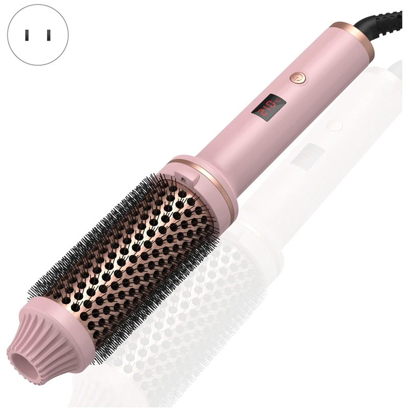 

Heated Styling Brush 3-In-1 Ionic Hair Curler/Straightener With Anti-Scald Nylon Bristles Electric Curler Wand