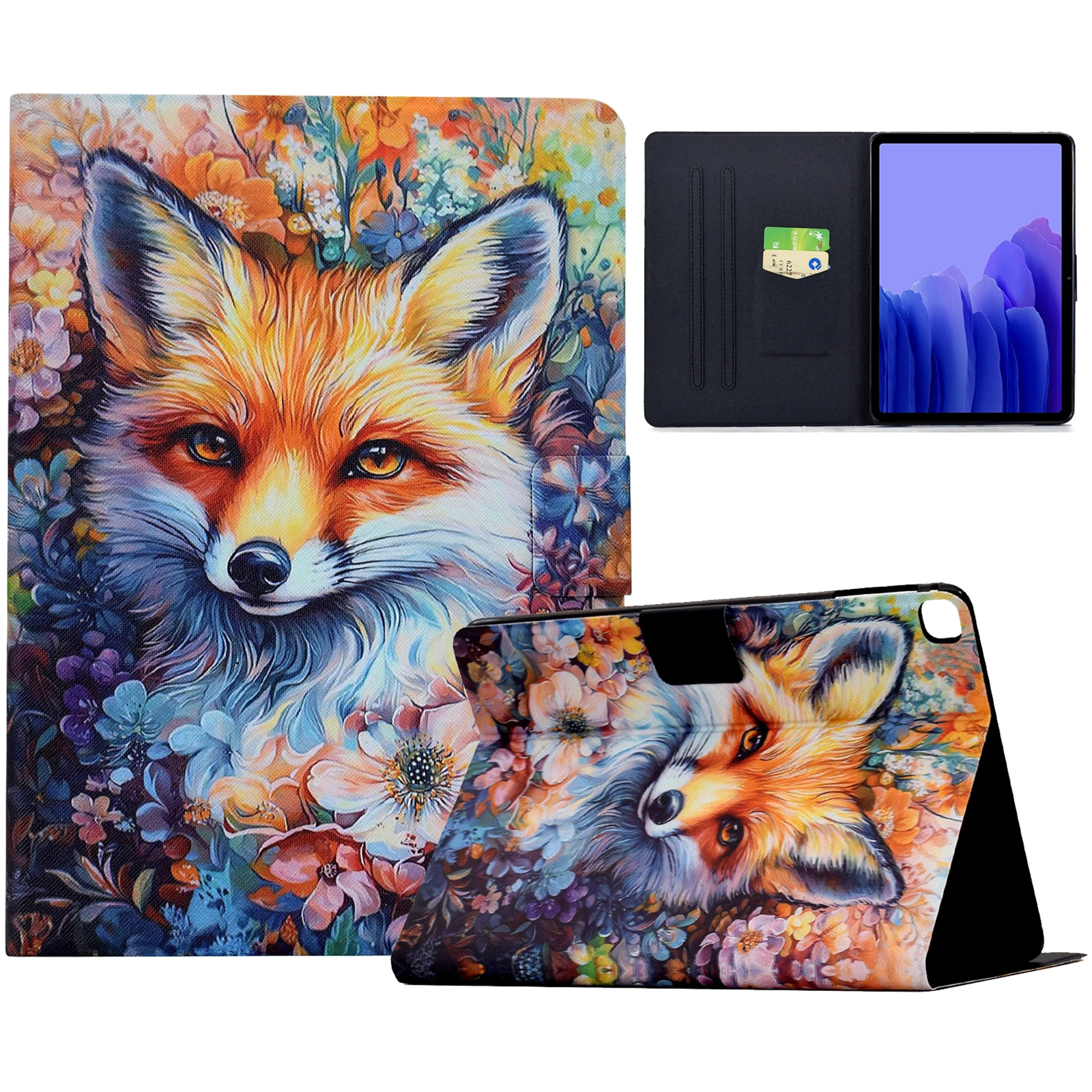 

For Samsung Galaxy Tab A7 10.4 (2020) T500 T505 Case Pattern Painting Card Slots Stand Leather Tablet Cover with Auto Sleep /