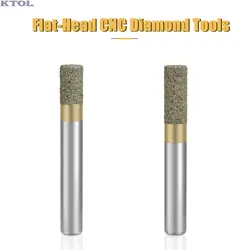 4-12mm Emery Diamond Milling Bit Straight Flat-Bottom Stone Tools CNC Router Cutters Marble Endmill for Cutting Processing 5pcs