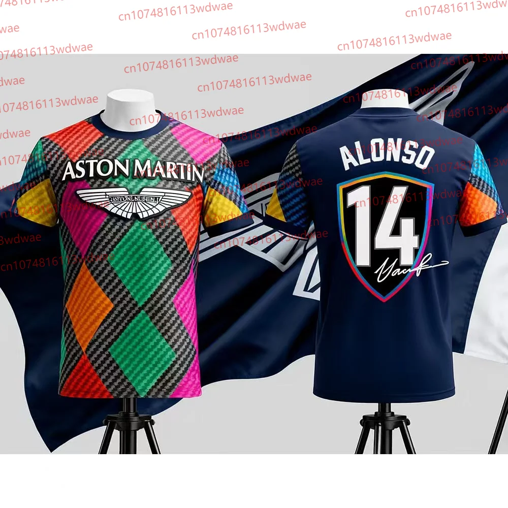 

Aston Martin T-shirt Fernando Alonso 14 Tshirt Quick-drying Short-sleeved Sportswear Fans Special Edition Super Racing Suit