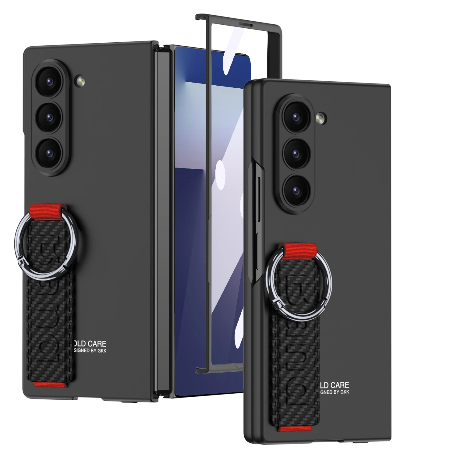Elastische Handgelenkschlaufe Ring Shell Film Schutzhülle für Samsung Galaxy Z Fold 7 6 Fold7 Fold6 Stoßfeste Schutzhülle