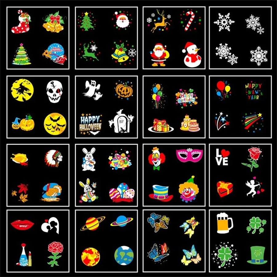 Outdoor Halloween Christmas Led Projector Light Waterproof 16pcs Patterns Holiday Party Events Decor Projector Landscape Lamp