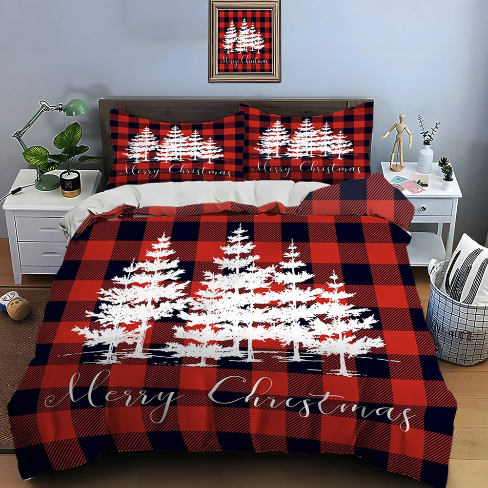 Christmas Print Bedding Set Duvet Cover 1 Duvet Cover 2 Pillowcases Adult and Kids Bedding Set Luxury Holiday Christmas Gifts