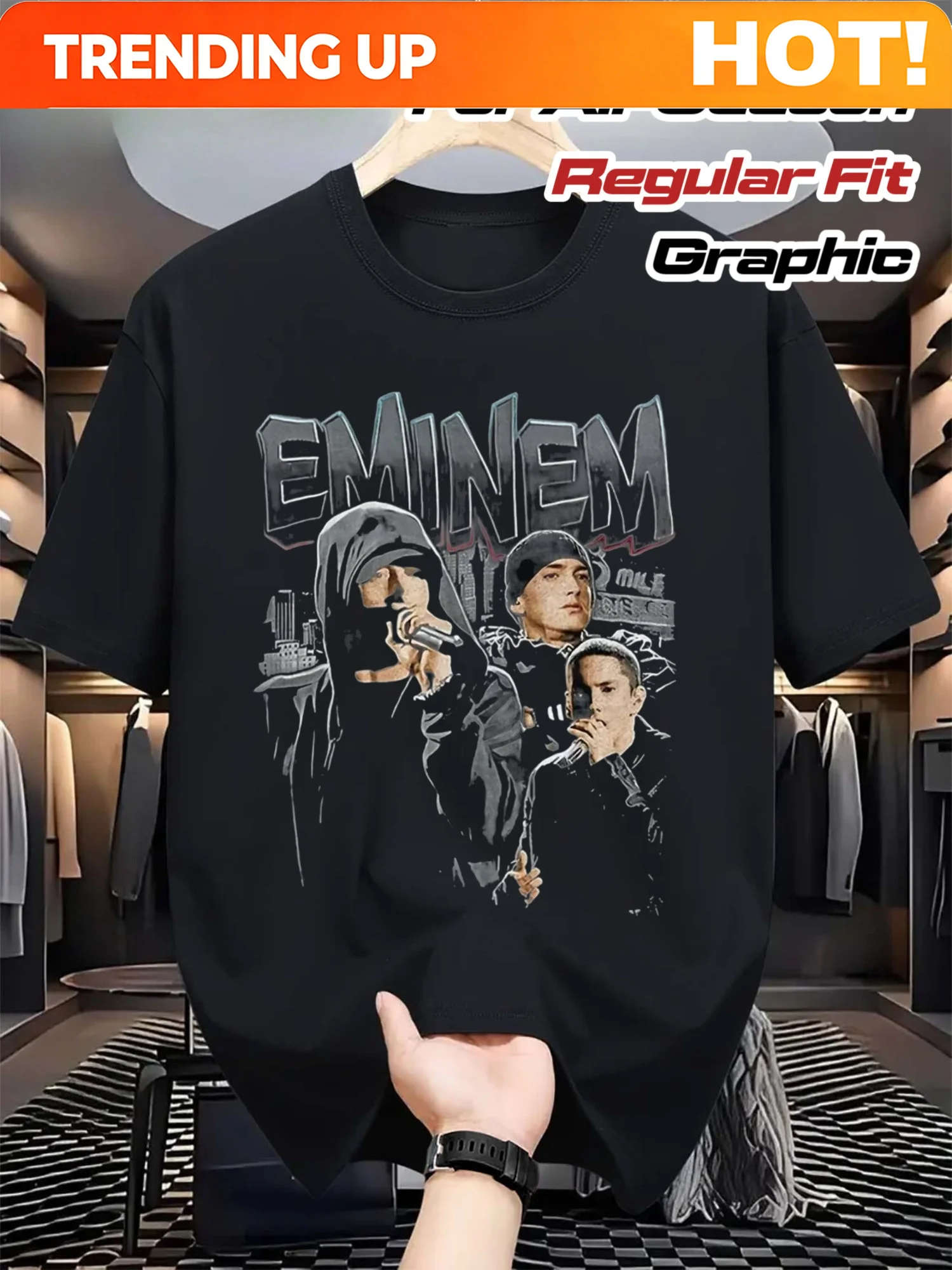 Men'S Slim Shady Graphic Tee - Authentic Rap Legend Design Featuring Dre & Proof Print | Black Round Neck Short Sleeve | Suitabl