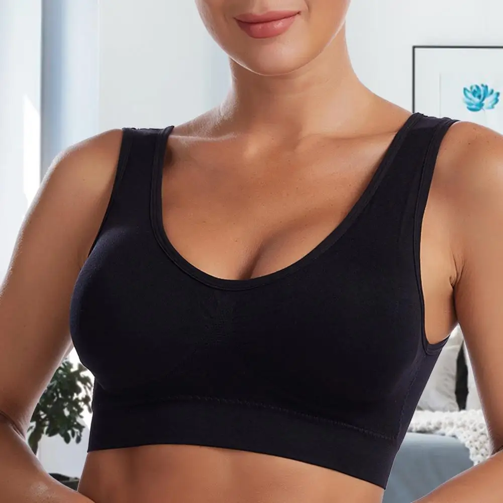 Women Brassieres Shockproof Full Coverage Push Up Plus Size Wire Free Women Brassieres   Sports Bra Vest  for Daily Wear