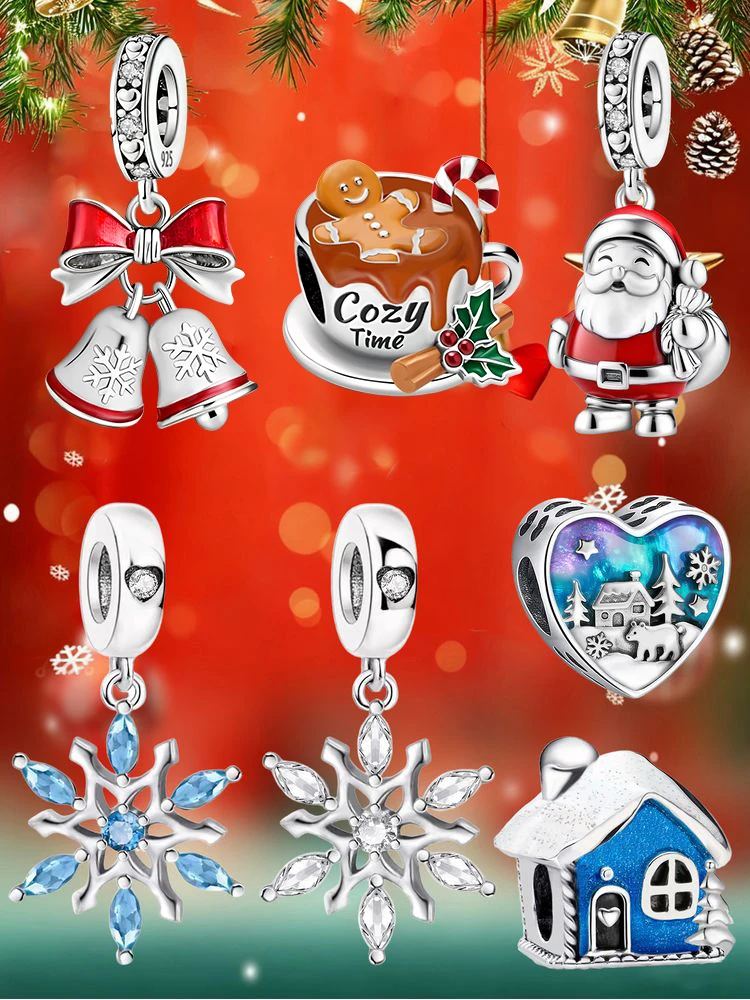 925 Silber Farbe Schneemann Schneeflocke Frohe Weihnachten Charms Festival Geschenk Diy Armband Herstellung Von Hochwertigen Schmuck Für Frauen