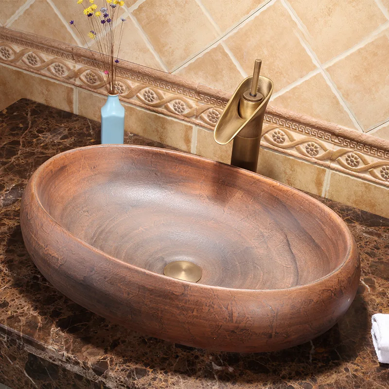 

Ceramic art basin, household sink, countertop sink, European style washbasin in the bathroom BB190NM