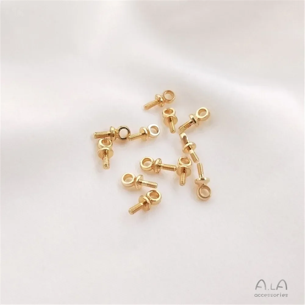 14-каратное позолоченное держатель для бусин с полуотверстием, серьги с винтовой крышкой в виде овцы, ожерелье из кости с замком, кулон с липким жемчугом, аксессуары для самостоятельного изготовления