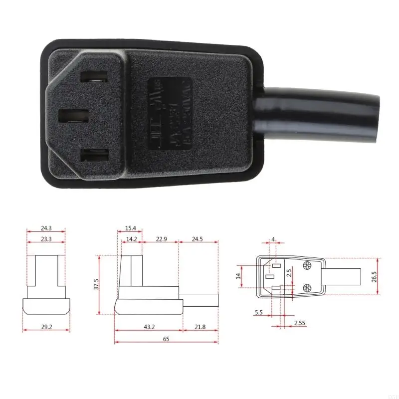 4x7e C13 Wtyczka zasilająca IEC 320 90 ° Złącze kablowe Rewilbilne złącze 250 V 10A C13