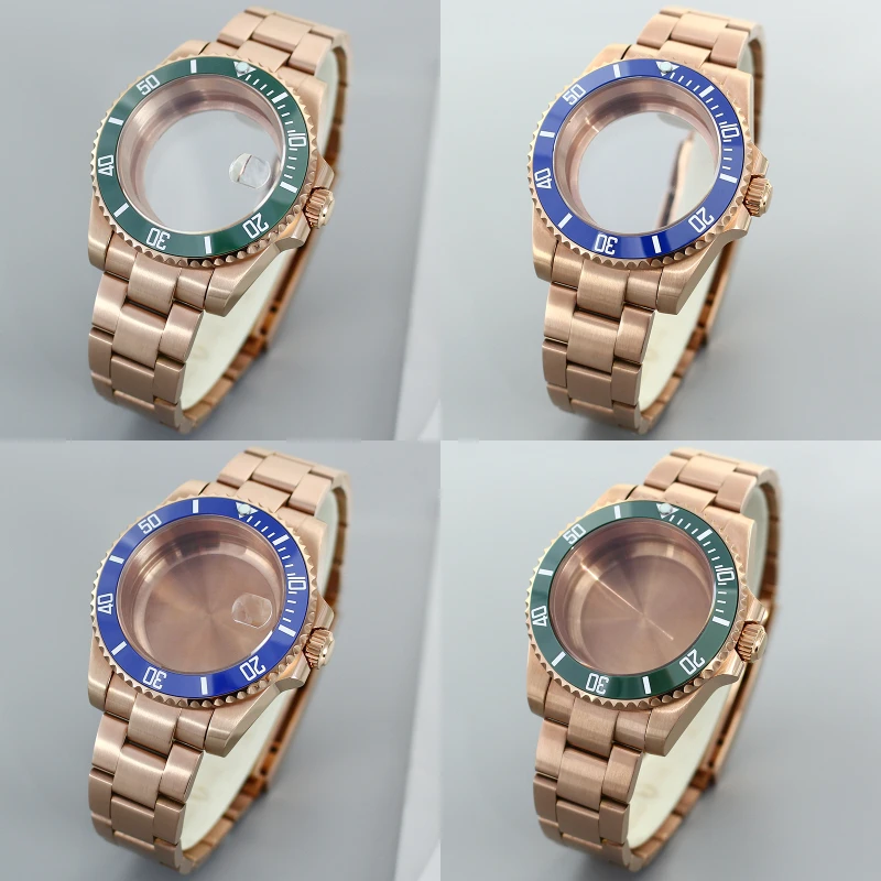 40mm nh35 Watch Case Sapphire Glass For NH35 NH36 NH34 8215 2824 Movement 28.5mmDial Rose Gold 316L Steel bands Slide Buckle SUB