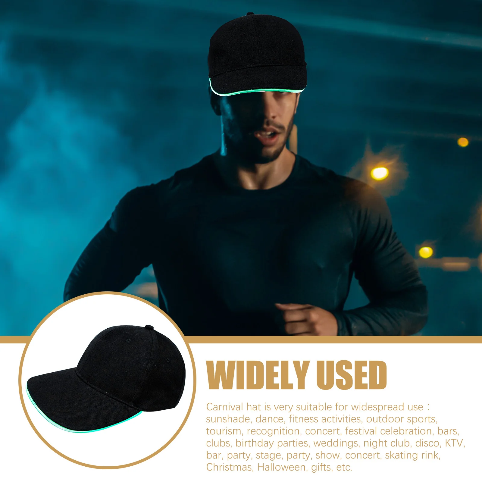 1 مجموعة LED قبعة بيسبول تضيء بلغت ذروتها قبعة القطن قابل للتعديل قابلة للشحن ليلة الجري متوهجة قبعة النشاط الليلي في الهواء الطلق #1