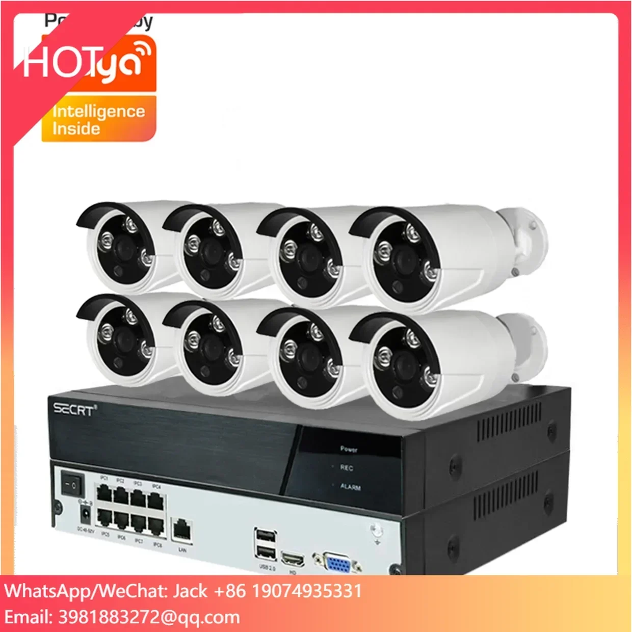 Sistema de cámaras de seguridad para el hogar PoE de 8 canales y 2MP, 8 Uds., conjunto de cámaras IP PoE para exteriores con cable de 2MP, Kit Nvr Tuya Poe de 1080p