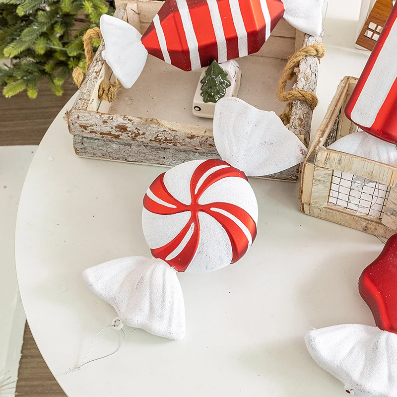 

Christmas decoration candy ball pendant with red and white painted lollipops
