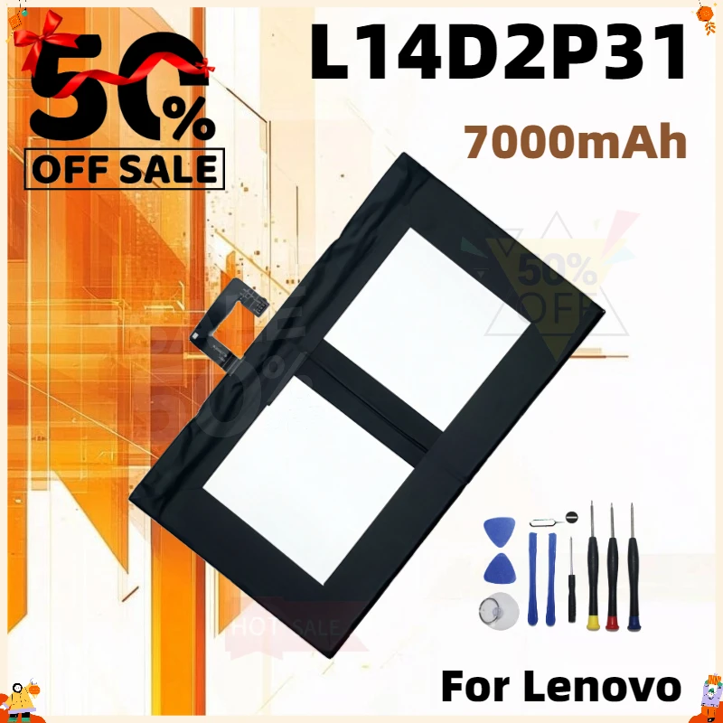 New L14D2P31 Replacement Battery for Lenovo Tab 2 TAB2 A10-70F A10-70L A10-70LC TB2 X30L TB2-X30M TB2-X30F Bateria 3.8V 7000mAh