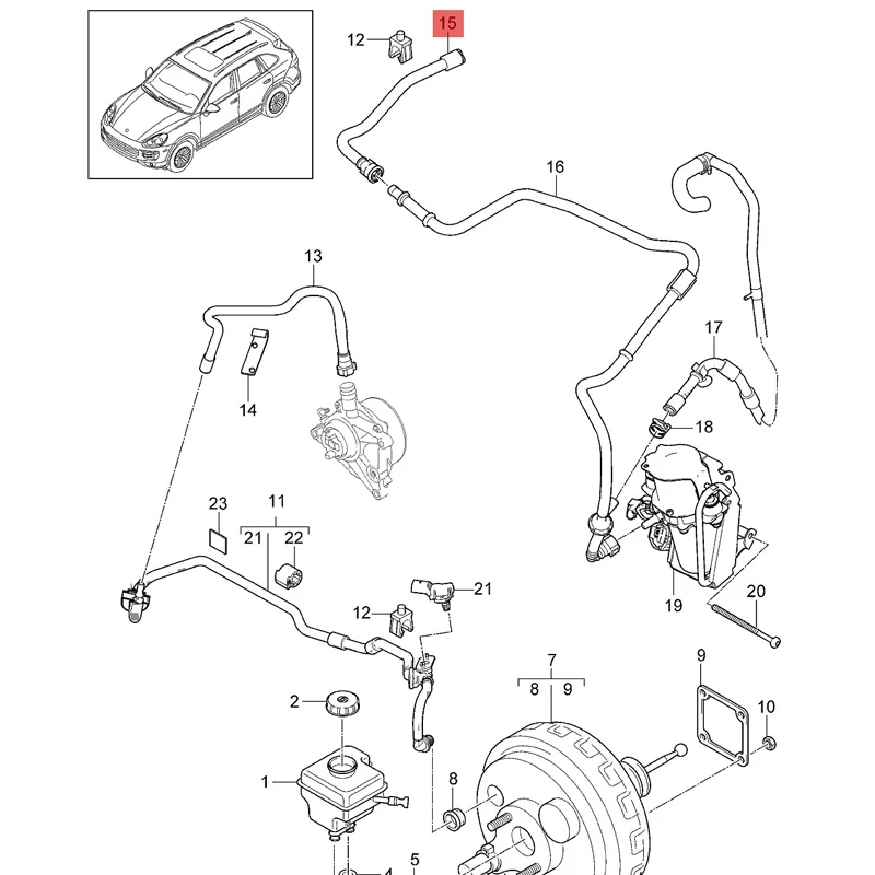 2009 S 3.0T 2011 S Hybrid 3.0T 2011 Turbo 4.8T 2017 3.0T Edition Hybrid Vacuum خط أنابيب الفرامل خط أنابيب فراغ #2