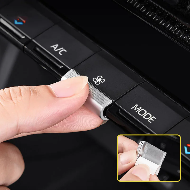 Decorative silver plated glitter sticker for central control buttons for Toyota Land Cruiser Prado 250 Series 2026 2025 2024 - view 5