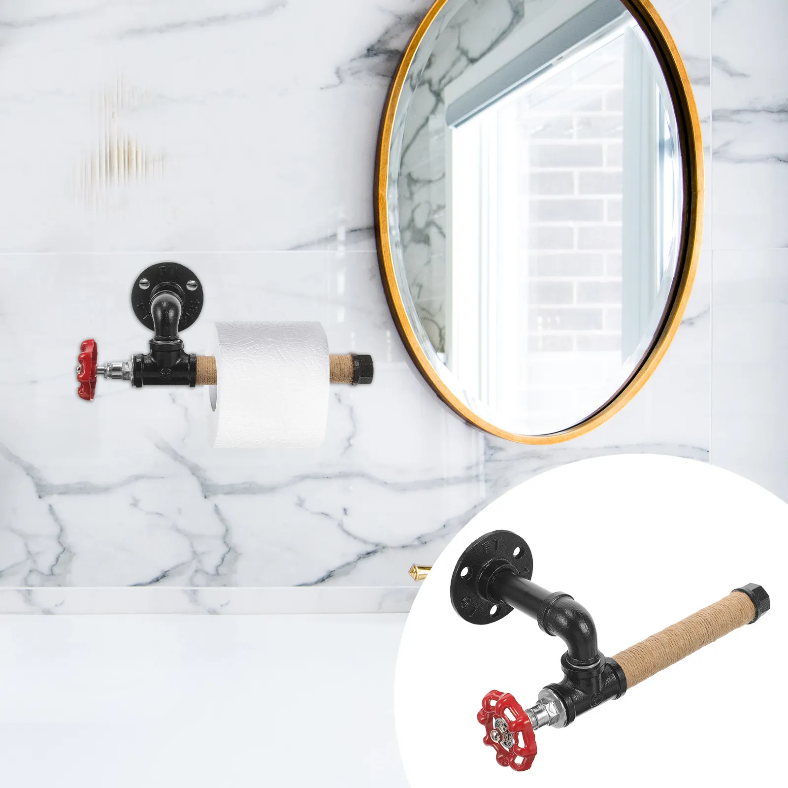 

Wall Mount Paper Towel Holder Industrial Vintage Iron Roll Paper Rack for Kitchen Bathroom Multi Functional Towel Hanger Shelf