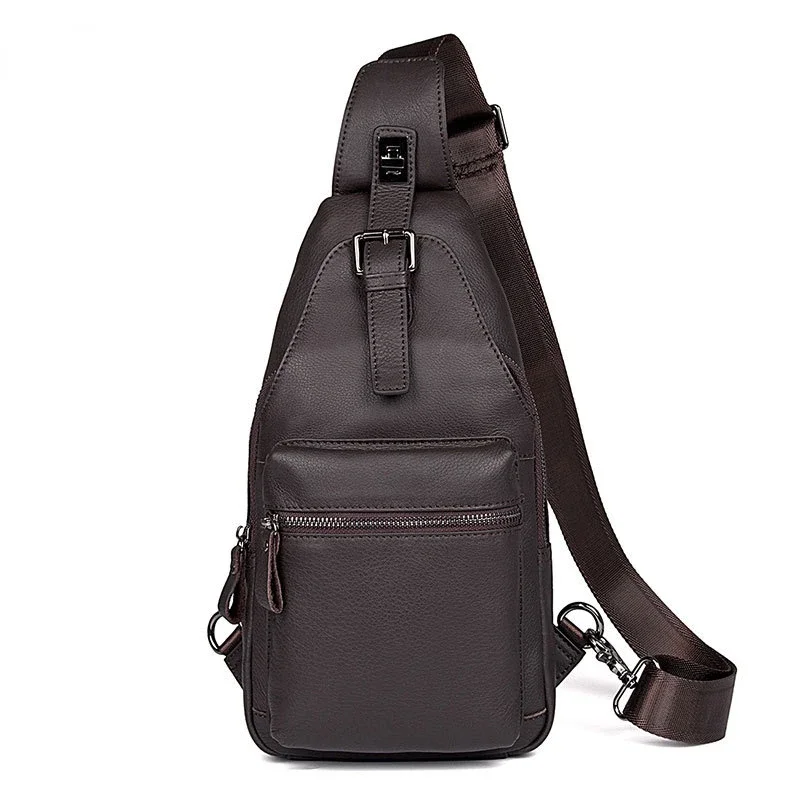 Summer New Arrivals Men Chest Bag Genuine Leather Soft Cowhide Leather Chest Pack Crossbody Male Bags Black Coffee Sling Bag