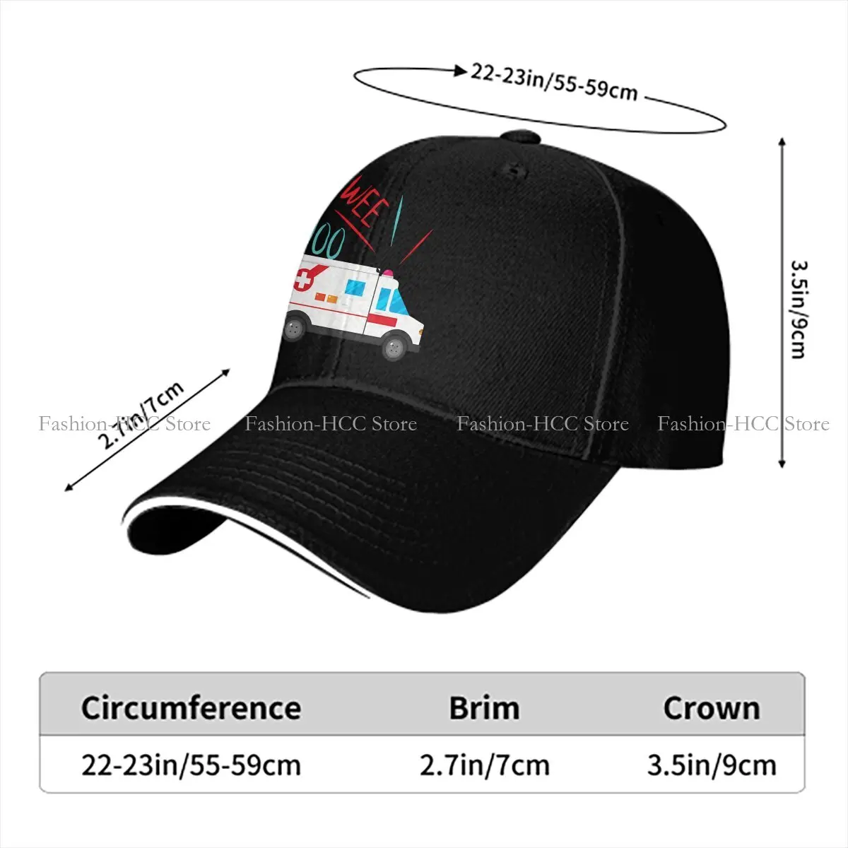 Wee Woo Cool Solid Color Baseball Caps Peaked Cap Ambulance Ambulances Sun Shade Hats Men Women