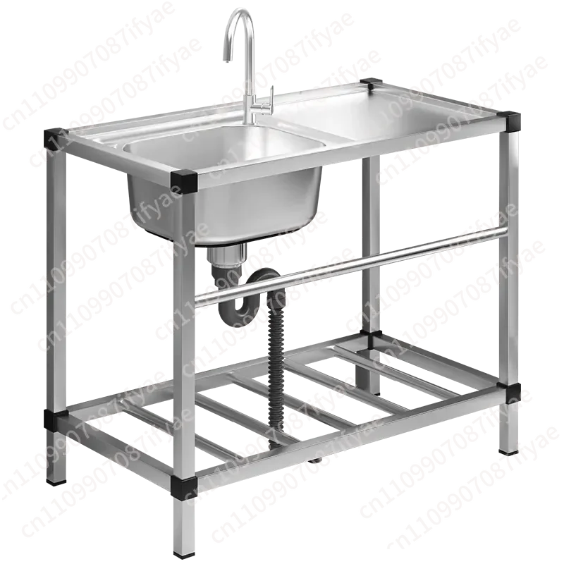 Kitchen Thickened 304 Stainless Steel Sink Countertop Integrated Single Sink with Bracket Dishwashing Basin Dishwashing Basin
