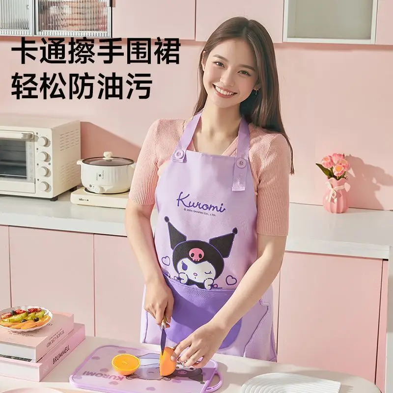 

Sanrios Hello Kittys New Cute Cartoon Kitchen Home Apron Cooking Oilproof Splashproof Apron Painting Thin Stainresistant Strap