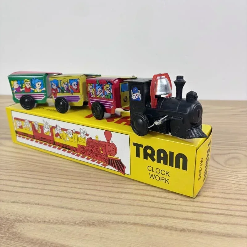 

Classic collection Retro Clockwork Wind up Metal Walking Tin Toy Train car Robot Mechanical kid birthday christmas gift
