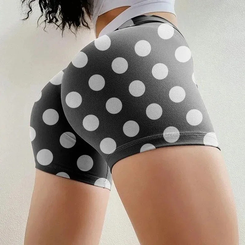 2024 moda sexy sottile a vita alta a pois corti pantaloncini estivi da donna pantaloncini slim traspiranti per le donne palestra fitness nuovo