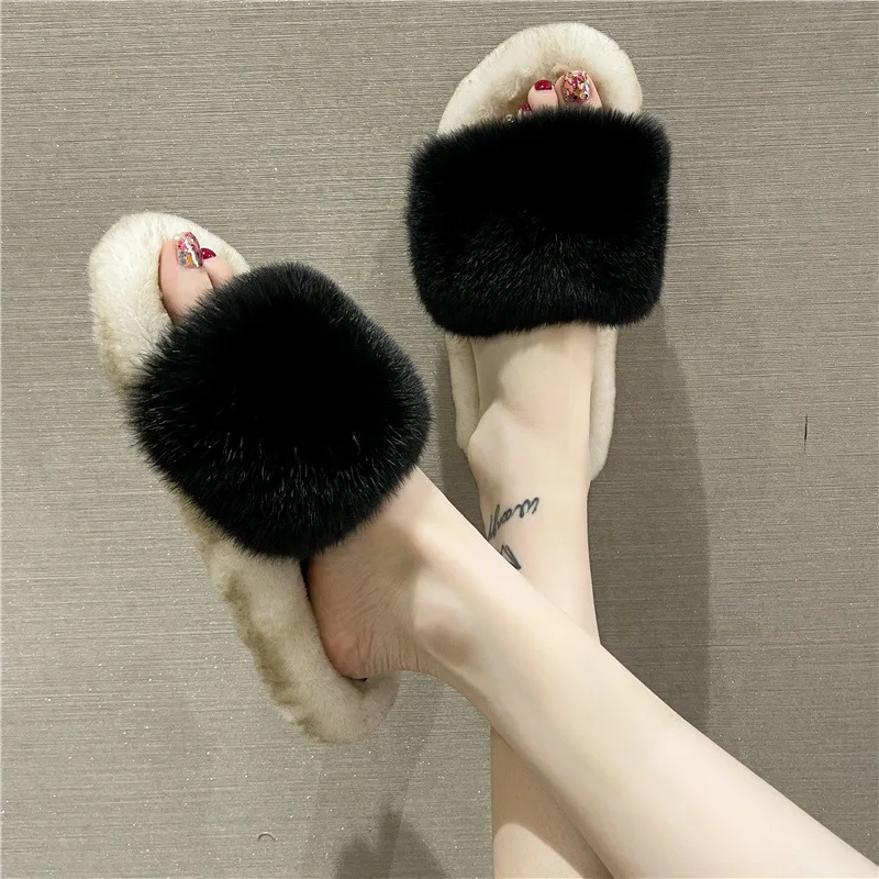 

Thick bottom plush slippers women's winter new cute all-match home plush cotton slippers