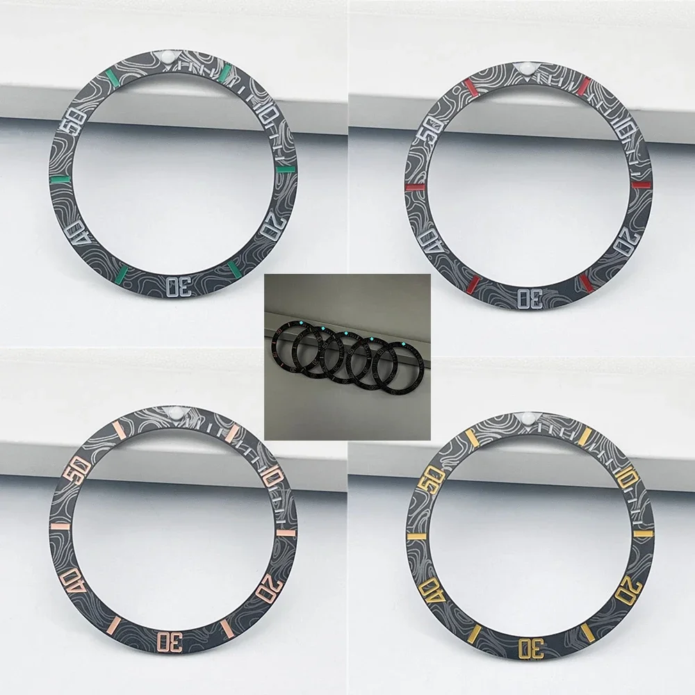 38mm Watch Bezel BGW9 Blue Luminous Watch Bezel Carbon Brazing Ceramic Ring Watch Inserts Modification Accessories