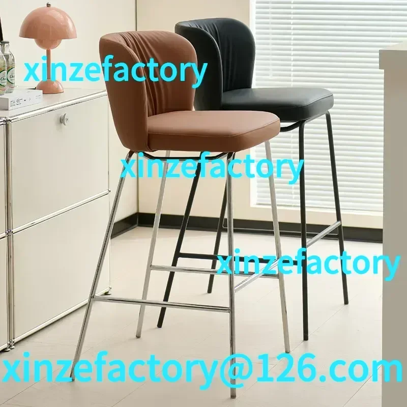 

Customizable Simple Modern Home Backrest High Chair Nordic Wrought Iron Bar Coffee Shop Stool Casual