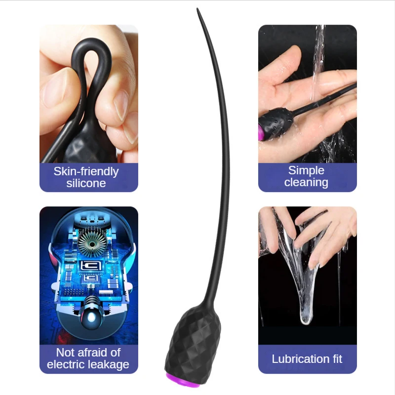 1pc 10 Speed Long Urethral Vibrator Catheter Penis Plug Sex Toys for Men Vibrating Urethra Sound Dilator Massager Dildo Vibrator