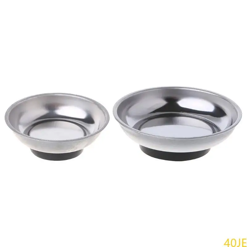 

40JE Round Parts Tray Bowl Dish Stainless Steel Garage Holder Tool