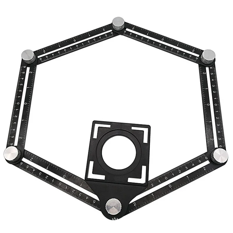 Aluminium Alloy 6-fold Perforated Mold Template Tool Izer Locator Drill Guide Tile Hole Metal Angle Ruler Finder Measuring Ruler