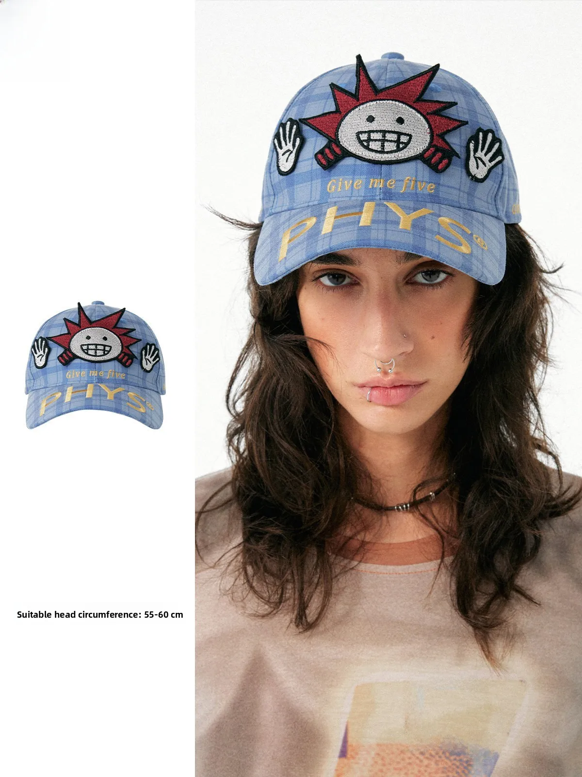 physics-boy-give-me-five-5th-anniversary-plaid-baseball-cap-adjustable-round-top-summer-hat-for-unisex-universal-stylish-cap