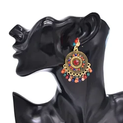 Exquisite European and American Vintage Bohemian Earrings For Women India Gypsy Ethnic Style Rhinestone Bells Tassel Jewelry
