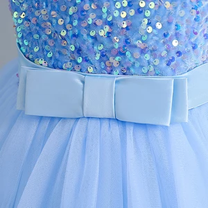 12 14 Jahre Mädchen Blue Party Kleider Pailletten Bug Gala Ballkleid für Kinder formelle Ereignisse Geburtstag Prinzessin Kleidung 6 Hauptverkaufskleider Gala -Kind - №3
