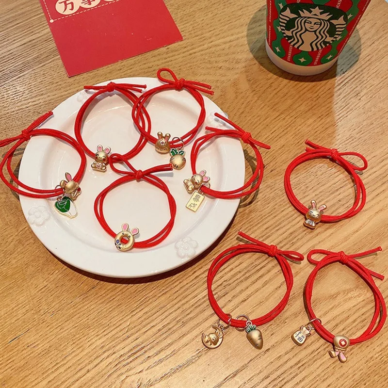 

Эластичные резинки для волос для девочек в форме красного кролика, мягкие, нескользящие, милые повседневные аксессуары для волос для детей