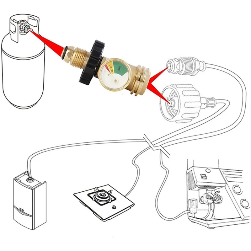 

Propane Systems Adapter with Gauge Converts POL Service Valves Daily Use dropshipping