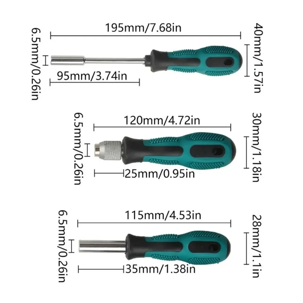 

3pcs/Set 1/4'' Hex Screwdriver Handle Magnetic Screw Driver Bits Holder Socket Driver Wrench Screwdriver Self-Locking Adapter
