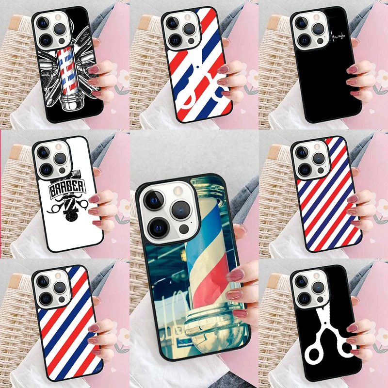 Barber Stripes Scissors Soft Phone Case Cover for iPhone 16 Promax 15 Pro 13 14 Plus 11 12 Mini XR XS MAX Coque