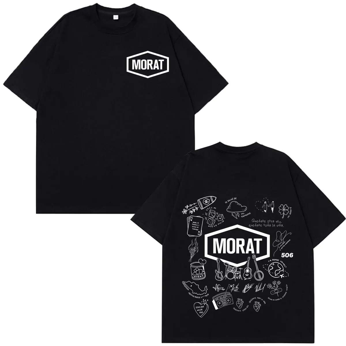 Band Morat World Tour Album 2026 Print T-Shirt für Männer und Frauen, Modische T-Shirts, Kurzarm, Locker, Lässig, Baumwolle, Oversized T-Shirts – Detail 2